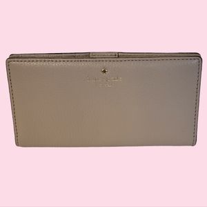 Kate Spade Bifold Wallet Beige Pebbled Leather